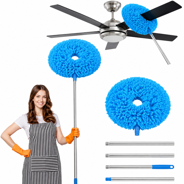Extendable Fan Mop Cleaning Kit™ | Telescopic Extendable Rod | Microfiber Feather Duster (Blue)