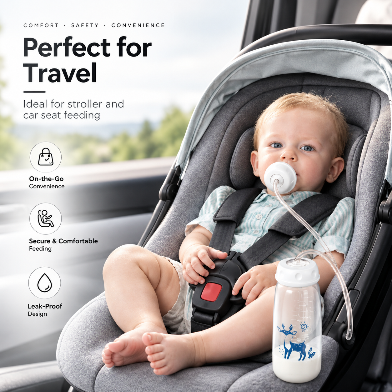 Baby Feeding Bottle with Weighted Straw 150ml | BPA Free & Anti-Colic Straw | Hands-Free Bottle