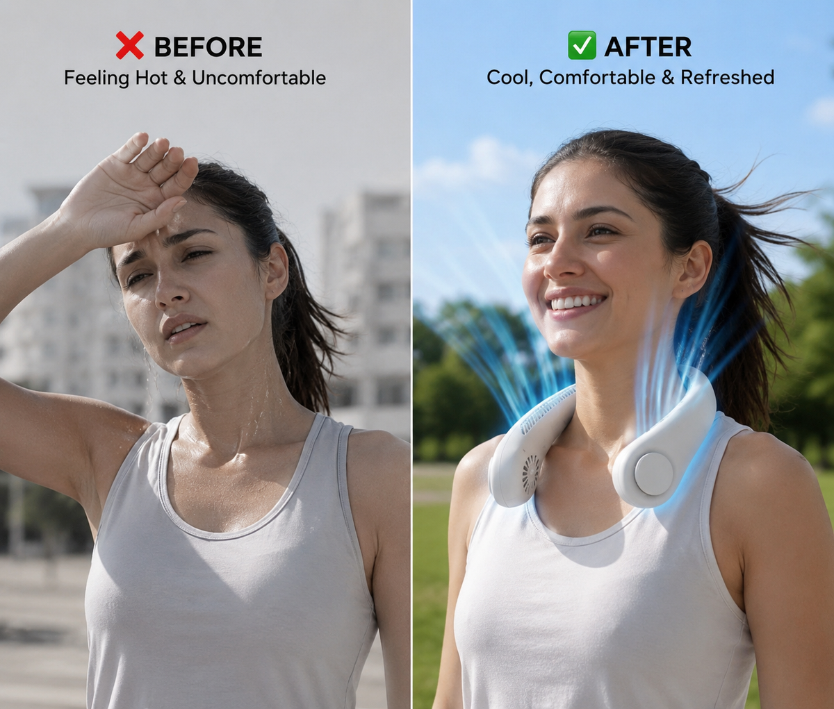Neck Fan™ | Portable Neck Fan, Hands Free Bladeless Fan | 4000 mAh Battery Rechargeable Fan for Heavy Activity