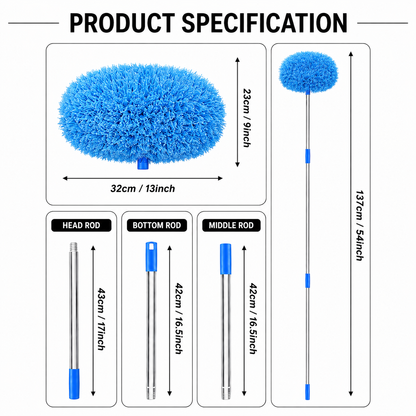 Extendable Fan Mop Cleaning Kit™ | Telescopic Extendable Rod | Microfiber Feather Duster (Blue)