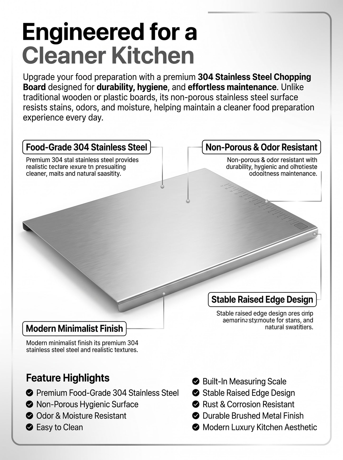 Stainless Steel Counter Top Chopping Board