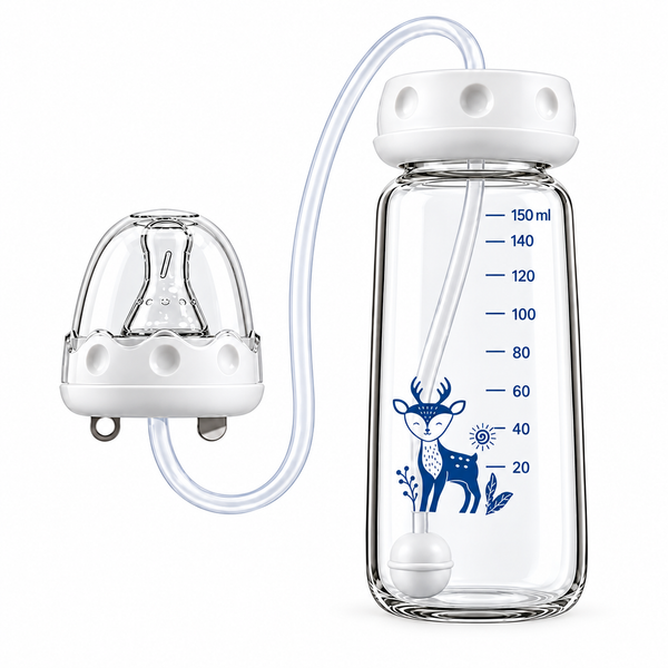 Baby Feeding Bottle with Weighted Straw 150ml | BPA Free & Anti-Colic Straw | Hands-Free Bottle
