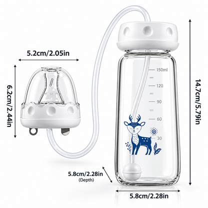 Baby Feeding Bottle with Weighted Straw 150ml | BPA Free & Anti-Colic Straw | Hands-Free Bottle